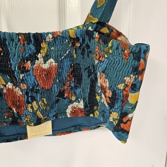 Bohemian floral teal padded bustier bralette size large - Picture 10 of 14